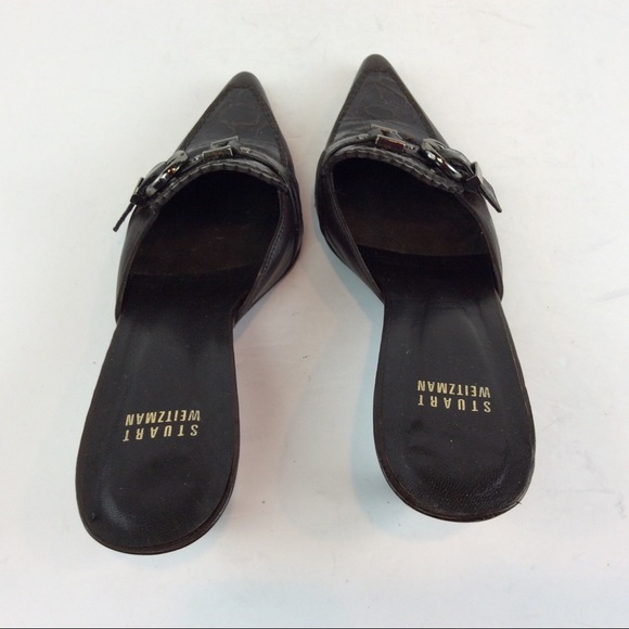 Stuart Weitzman Brown Leather Open Back Sandal - Picture 4 of 7